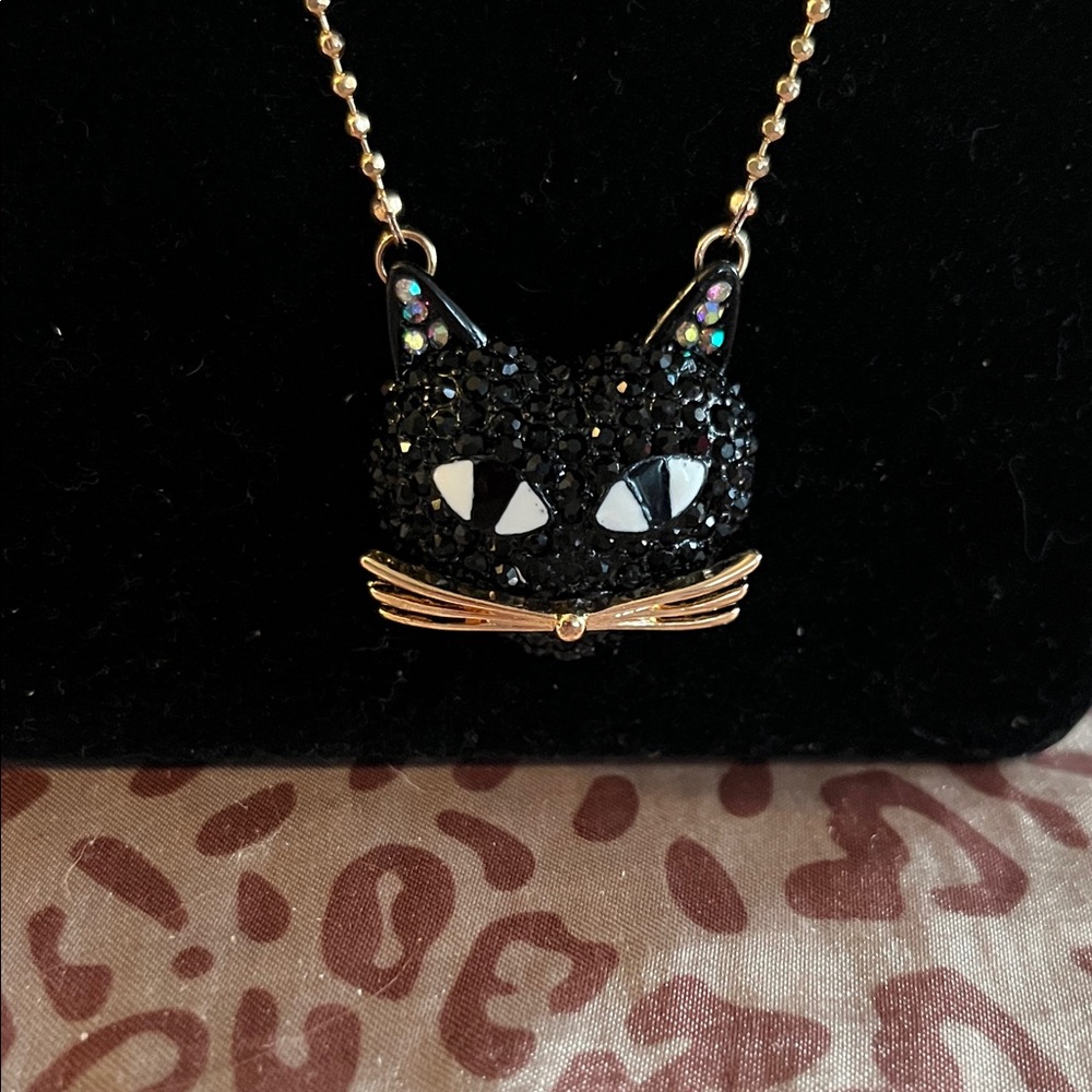 Betsey Johnson Black Cat Face Necklace